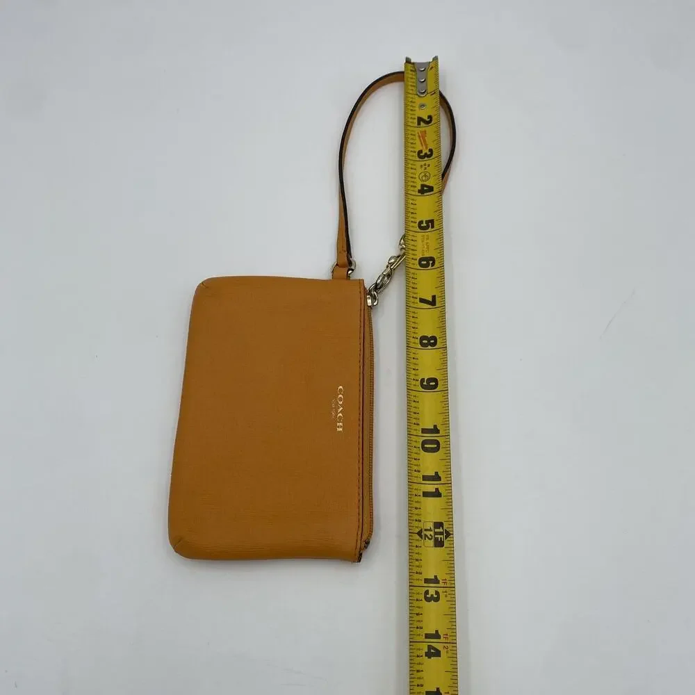 Vintage Coach Wristlet Orange Saffiano Leather Clutch